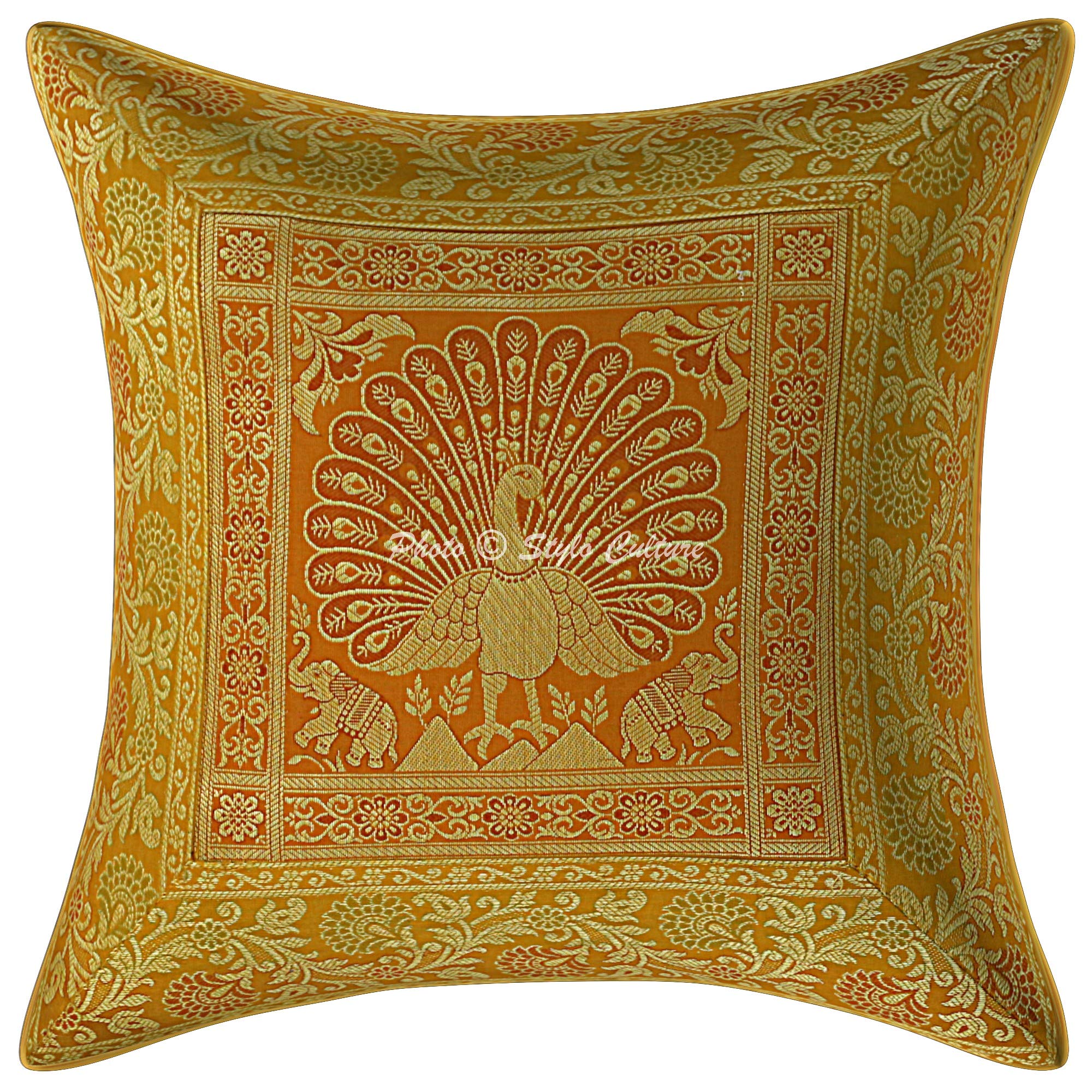 Stylo Culture Bohémien Fodere Per Cuscini 40x40 cm Decorazione Per La Casa Camera Da Letto Pavone Danzante Jacquard Verde Smeraldo Quadrato Cerniera 16x16 pollici Federe Per Cuscino Letto - 1 pz