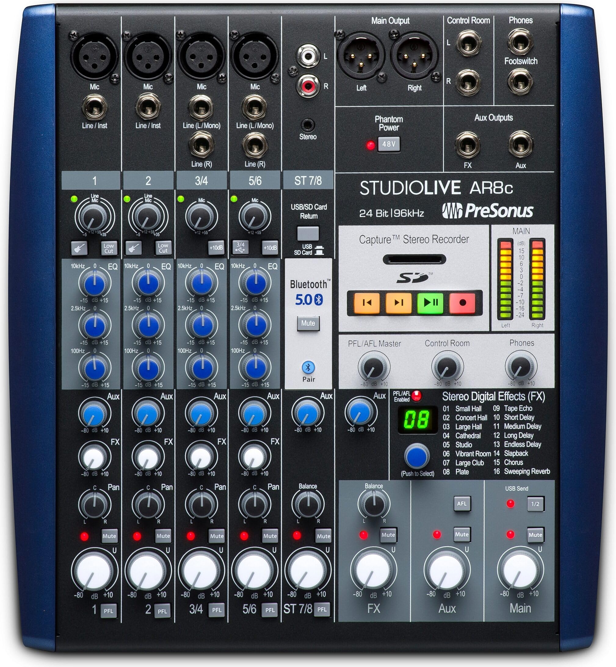 PreSonus StudioLive AR8c 8-Channel USB-C Hybrid Digital/Analog Performance Mixer, Unpowered, StudioLive AR8c (8-Channel)