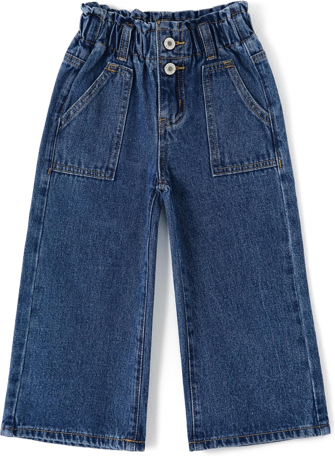 KIDSCOOL SPACE Baby Girls Jeans,Toddler Elastic Waist with D-Ring Slant Pockets Wide-Leg Denim Pants KIDSCOOL SPACE Baby Girls Jeans,Toddler Elastic Waist with D-Ring Slant Pockets Wide-Leg Denim Pants