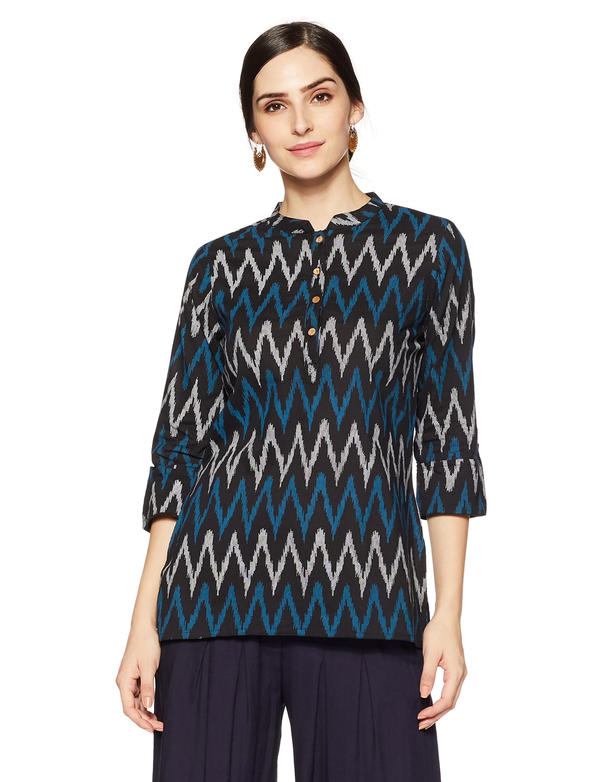Amazon Brand - MyxWomen's Printed Regular Cotton Short Kurti