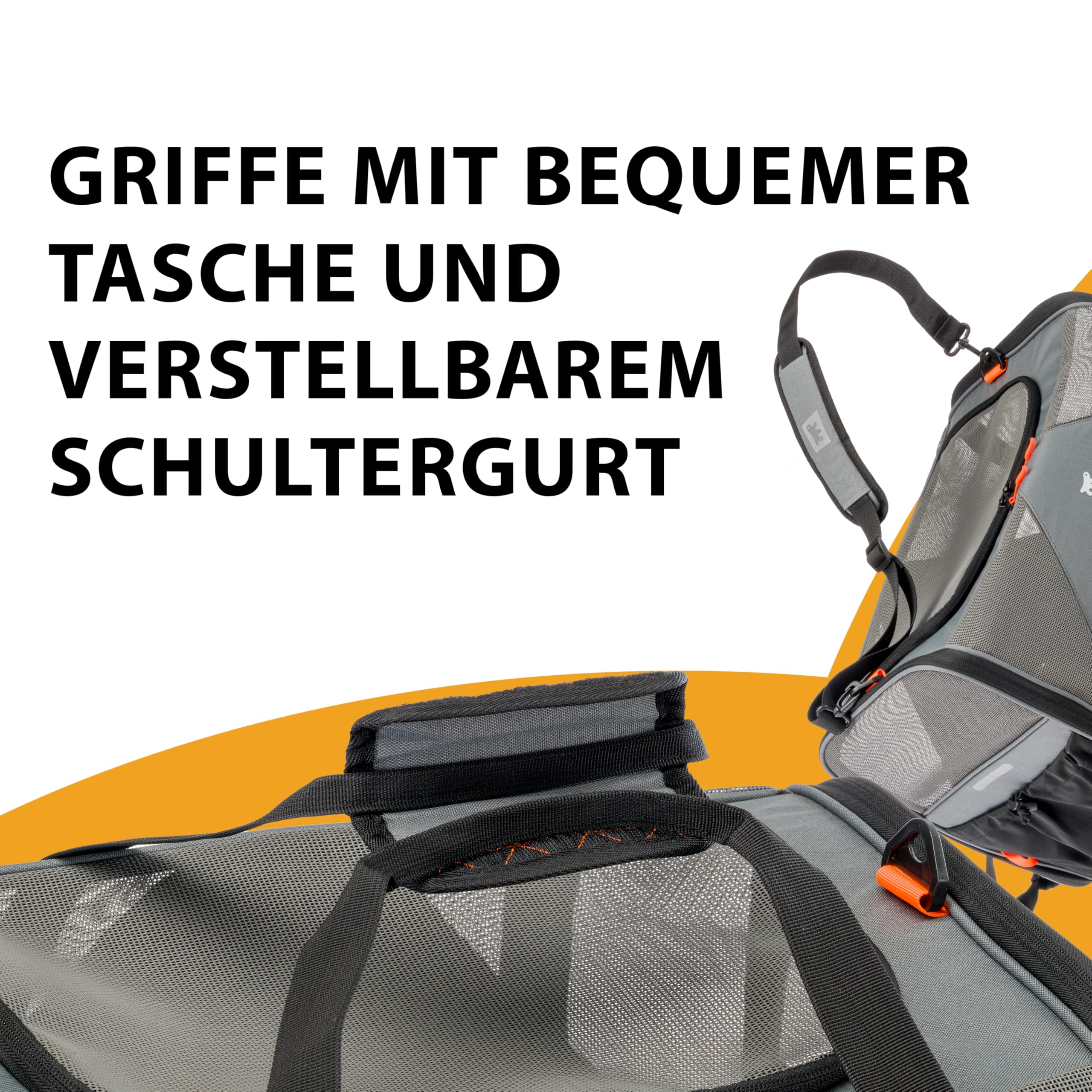 Ferplast Hundebox Voyager Carrier, Transportbox Katze, Hundetasche, verstellbare Griffe und Schultergurt, Sicherheitsgurt, beidseitige Öffnung, mit Kissen, max. 15 kg, 50 x 35 x 37 h cm, Grau