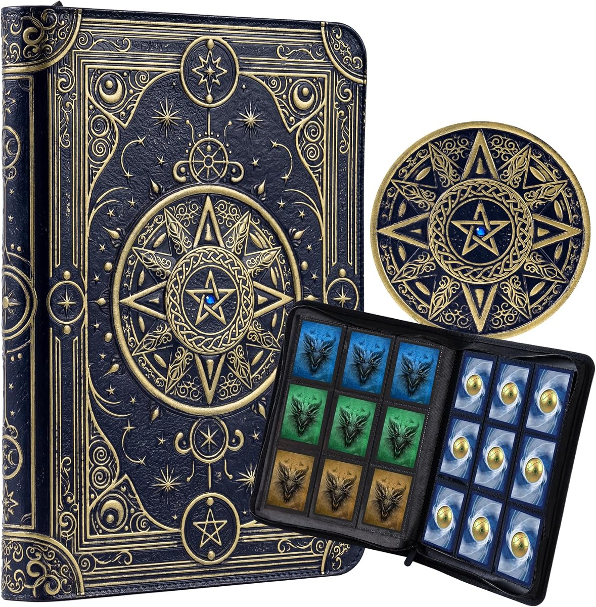 Star Mage Trading Card Binder for MTG and TCG - 432 Side-Loading Pockets | Premium Hard 3D PU Leather, 9 Pocket Ringless, Perfect Storage Holder for MTG and Many TCG & Trading Card Collections