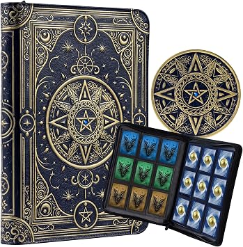 Star Mage Trading Card Binder - 9 Pocket Ringless TCG Binder, 3D PU Leather - Premium 432 Side-Loading Pockets - Perfect Storage Holder for MTG, and Many TCG & Trading Card Collections Blue Jewel