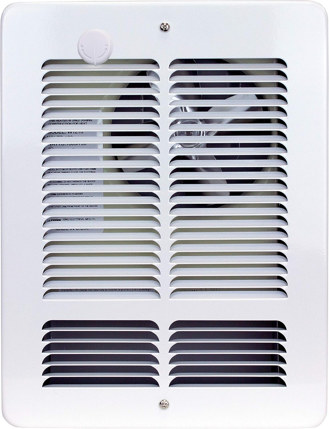 KING W1215-T-W W Series Wall Heater w/SP Thermostat, 1500W / 120V, White