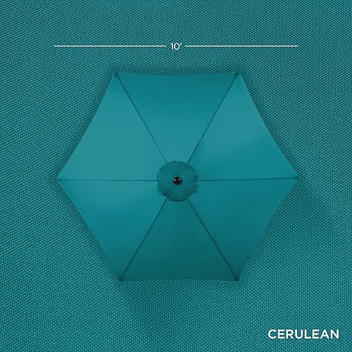 Miniatura 4 de Best Choice Products Sombrilla de patio de poliéster de acero al aire libre de 10 pies con manivela, botón fácil de presionar, inclinación,