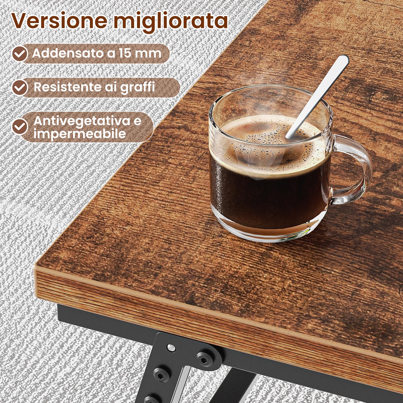 Tavolino Salotto, Tavolino Pieghevole, Design con Fibbia per Gamba del Tavolo, Nessun Montaggio Richiesto, Adatto per Soggiorno,105 x 55 x 40 cm