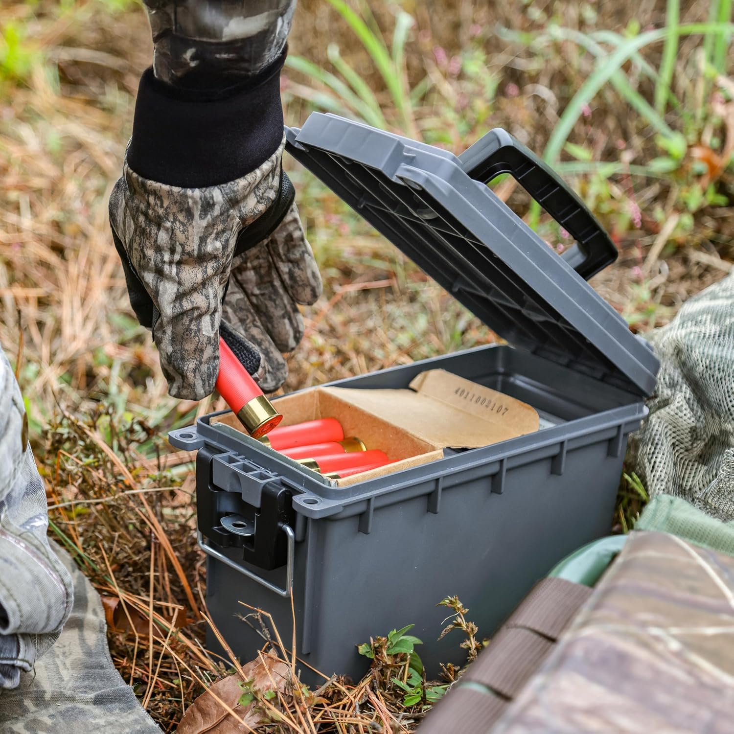 Sheffield 12792 2-Pack Ammo Storage Box, Stackable .30 Cal Field Boxes, Water and Dust Resistant, Lockable Storage Box with Handle, Secures Hunting Gear, Supplies, and Bullets, Made in USA, Gray - Image 8