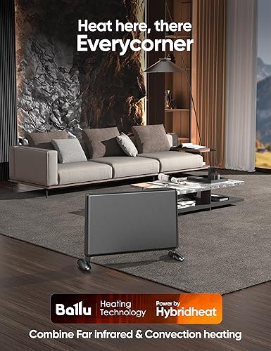 Miniatura 7 de Ballu Calentador de espacio de panel infrarrojo de mica para habitación grande, calentador silencioso inteligente con termostato programable,