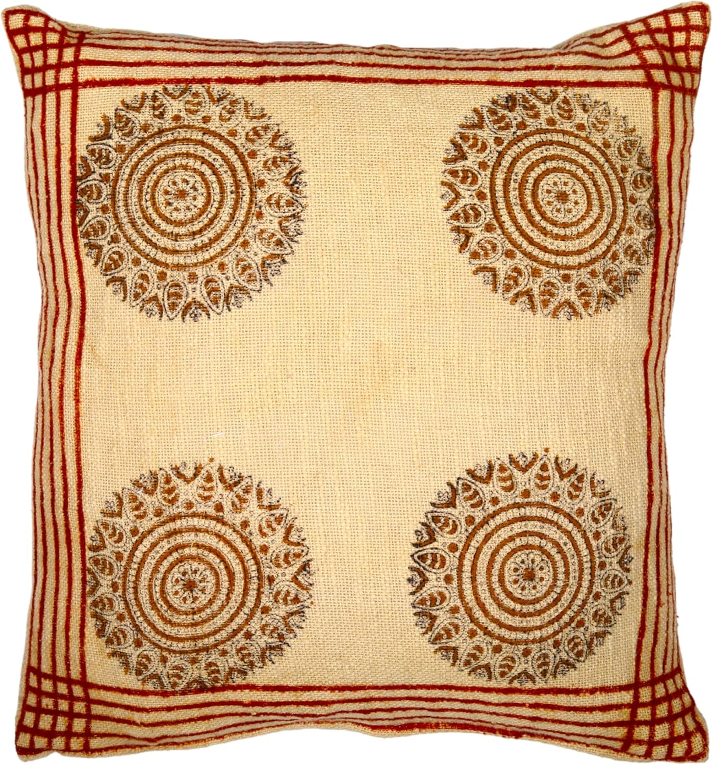 Trade Star 100% Cotton Throw Pillow Cover 18X18 Inch Reversible Premium Quality Pillow Cover Decorative Cushion Case with Beautiful Syahi-Begar Hand Block Print (Pillow Cover 12)