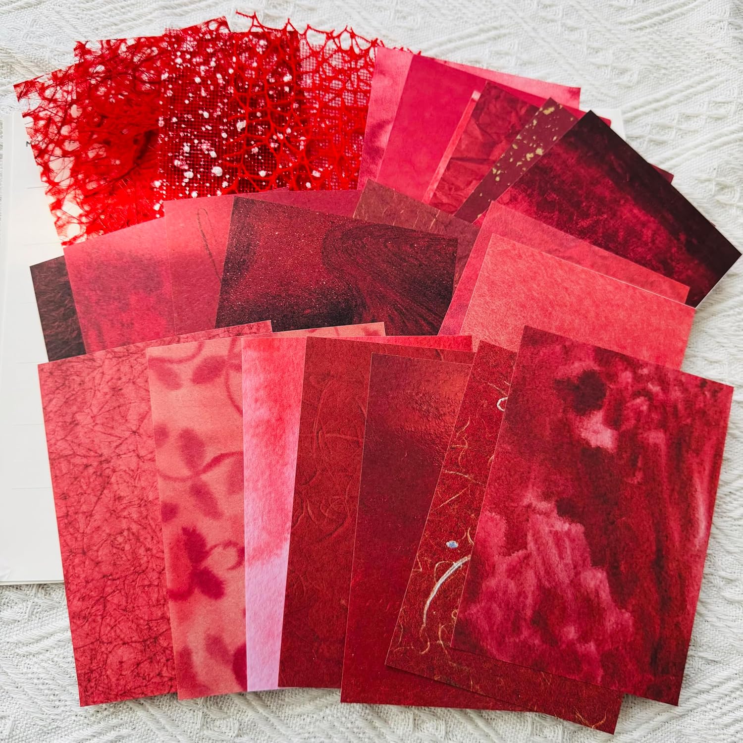 27Sheet Red Craft Scrapbooking Paper, Scrapbook Paper | Textured Paper Assorted Set, Handmade Special Papers for Junk Journal Diary Journal Embellishment Supplies DIY Craft