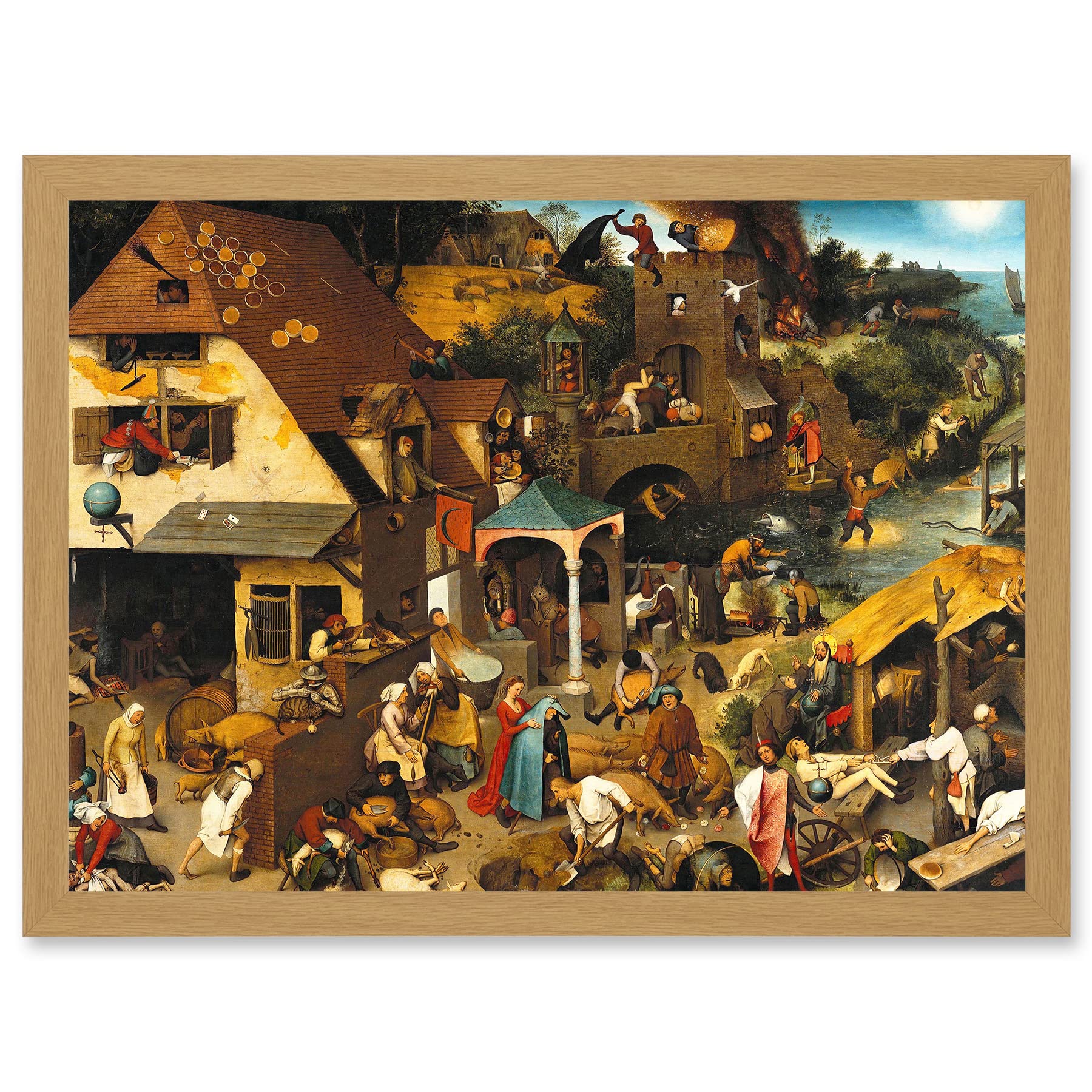 Artery8 Hieronymus Bosch Pieter Bruegel Elder Paintings 1559 Artwork Framed Wall Art Print A4
