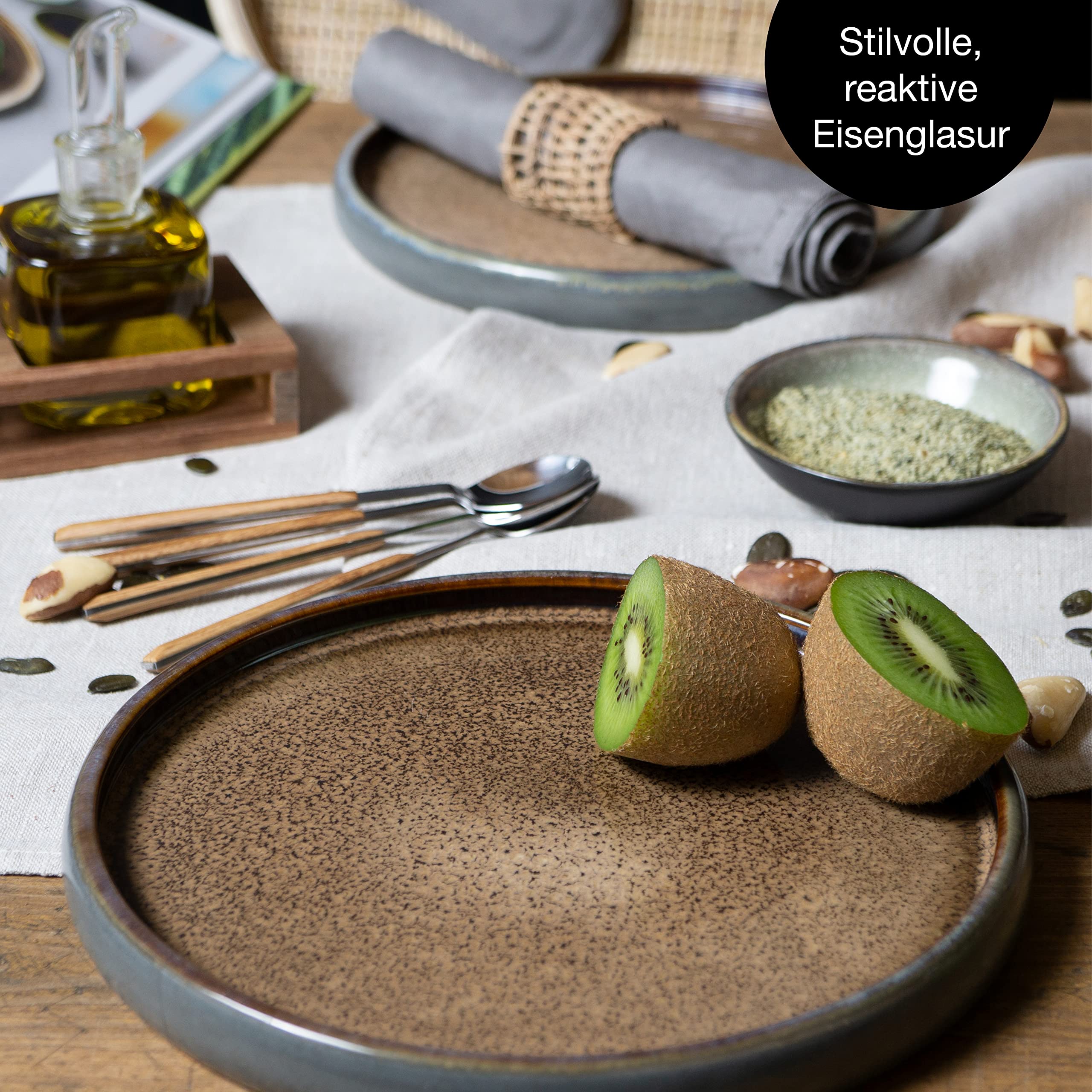 Moritz & Moritz SOLID 4x Kleine Teller 21 cm - Steinzeug Teller Set als Dessertteller, Kuchenteller, Frühstücksteller - Geschirr Set zum Servieren