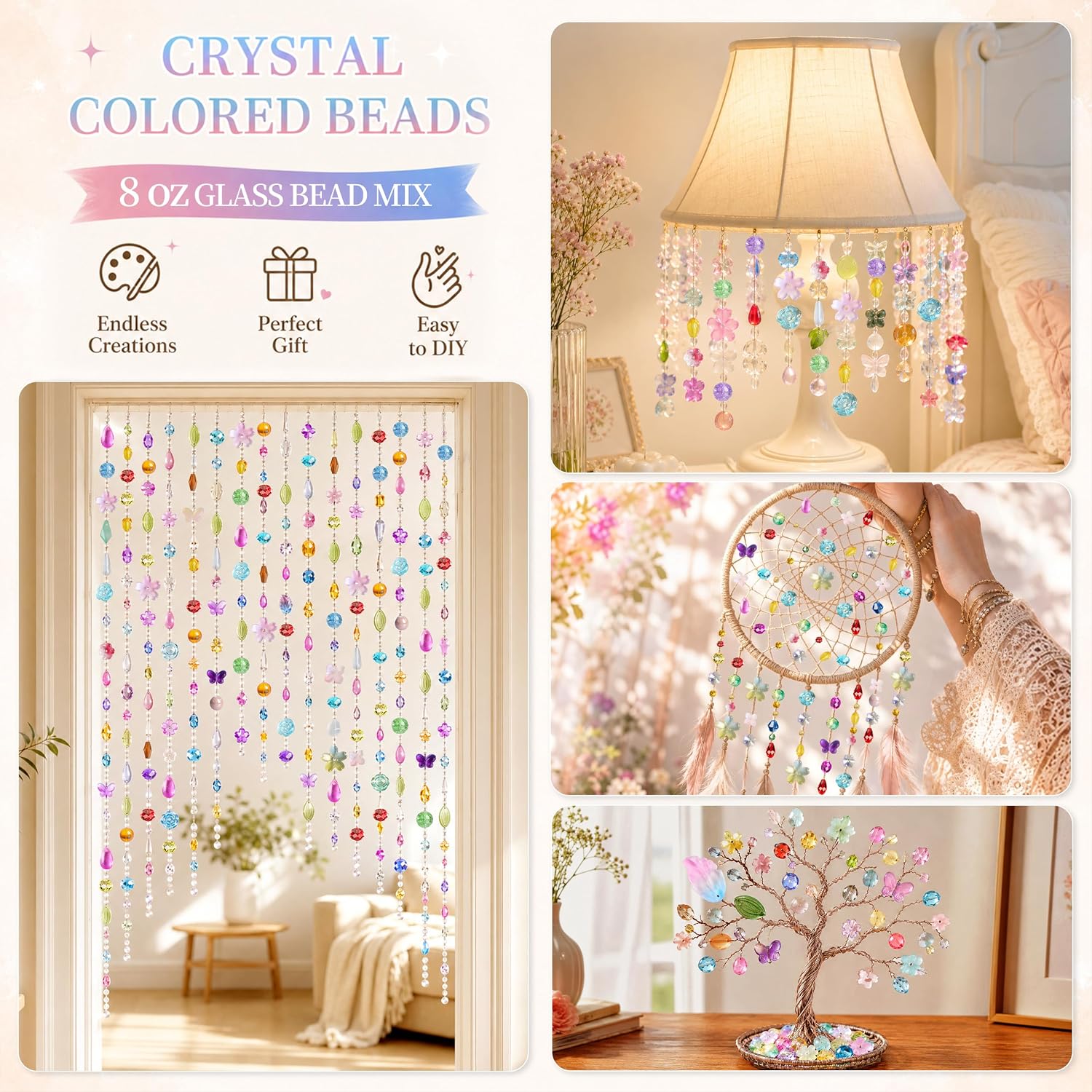 Crystal Glass Beads for Jewelry Making, Suncatchers 8 OZ