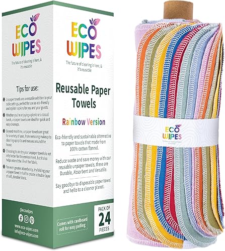 24 toallas de papel reutilizables  Toallas de papel de tela hechas de 100% algodón para una alta absorción servilletas lavables para uso diario