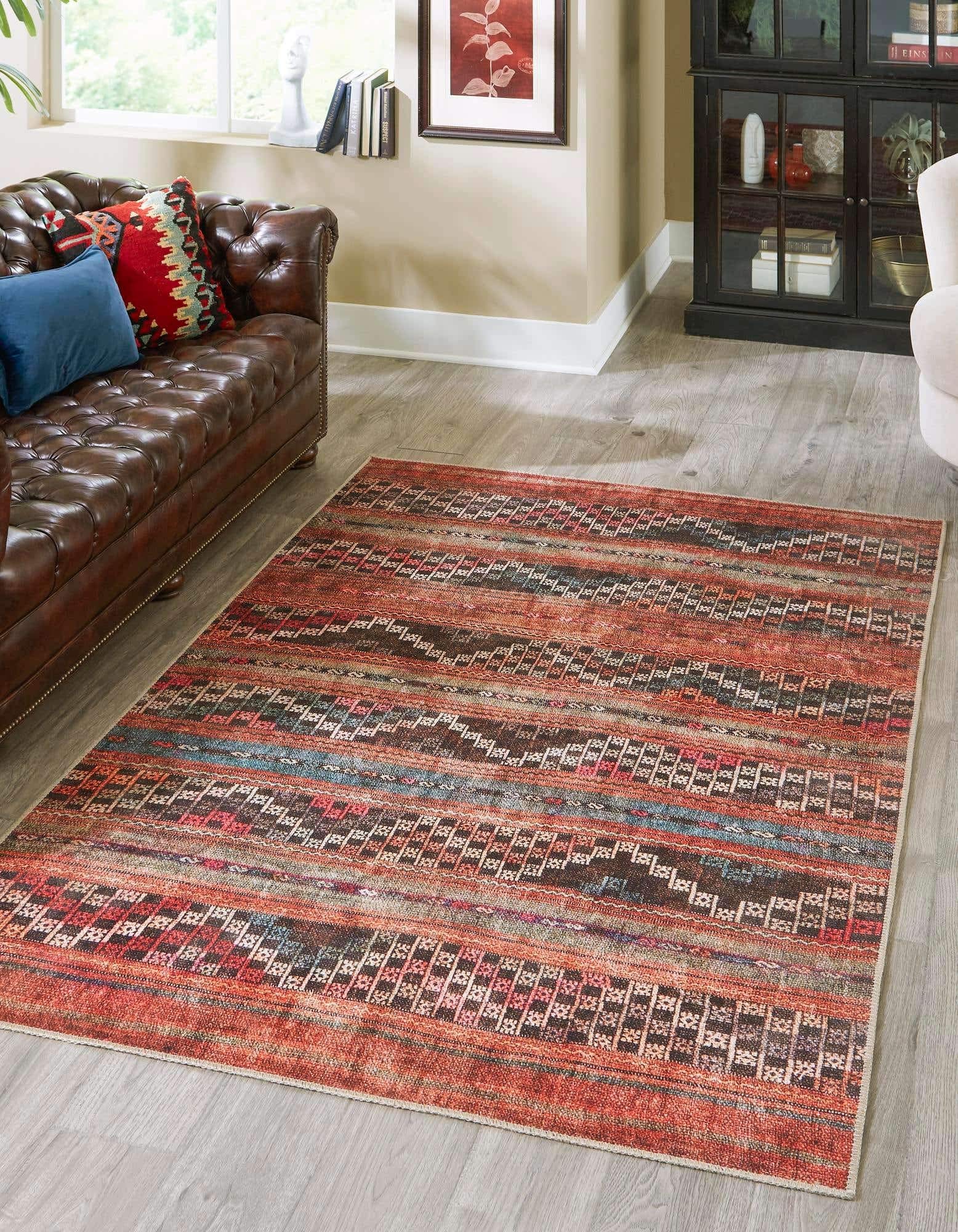 Unique Loom Revival Collection Traditional Medallion Border Red/Black Area Rug (7.7”x 7.7”)