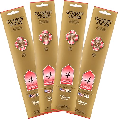 Gonesh - Colección Classic - Palitos aromáticos florales y frutales de combustión lenta no tóxicos de 10 pulgadas - Paquete No. 4-80