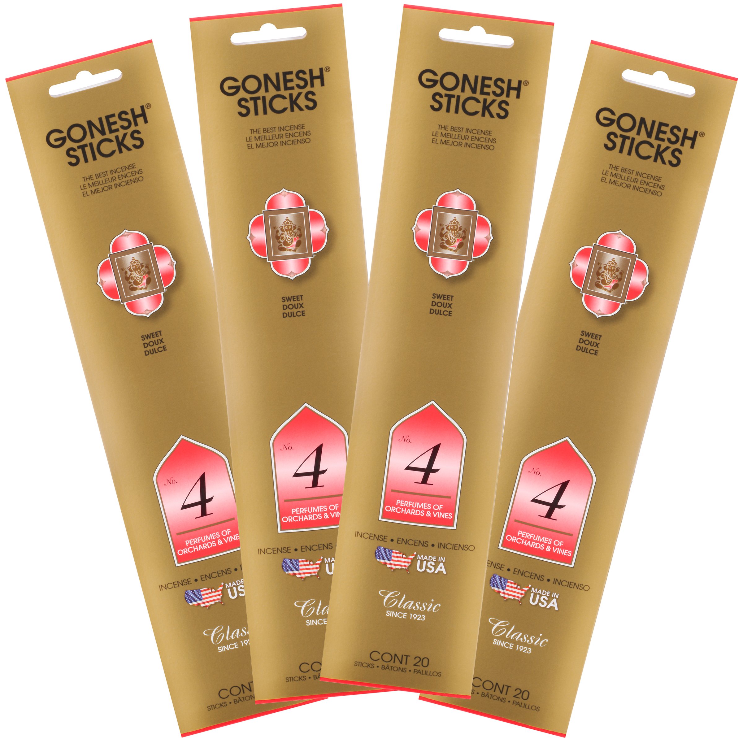 Gonesh - Classic Collection - Non-Toxic 10” Slow Burn Fruit & Floral Aromatic Sticks - No. 4-80 Pack