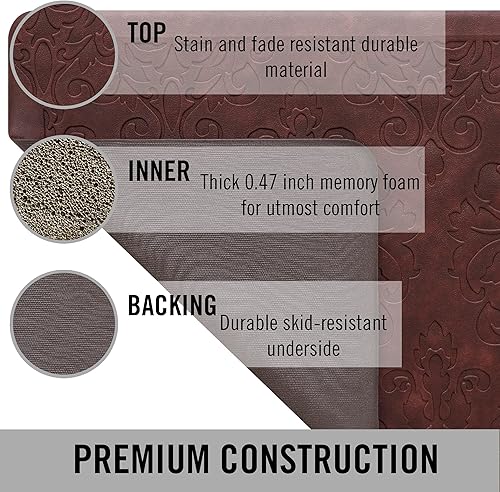 Miniatura 3 de Chef Gear Tapete de cocina antifatiga Gelness - Diseño Clarance - Tapete de chef acolchado cómodo - Piel sintética - Alivio para cocinar y estar de