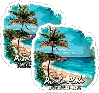 Puerto Plata Dominican Republic Sticker 4 Inch 2-Pack - Waterproof Vinyl Decal for Laptop Water Bottle Car Tumbler - Durable Aesthetic Long-Lasting Stickers for Adults ID45039