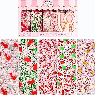 Confect Christmas Sprinkles | Christmas Sprinkles - Green White Silver Pink Pearls Sparkling sugar I Christmas Tree Stocking & Candy Canes for Dessert Decorating- 5 Oz