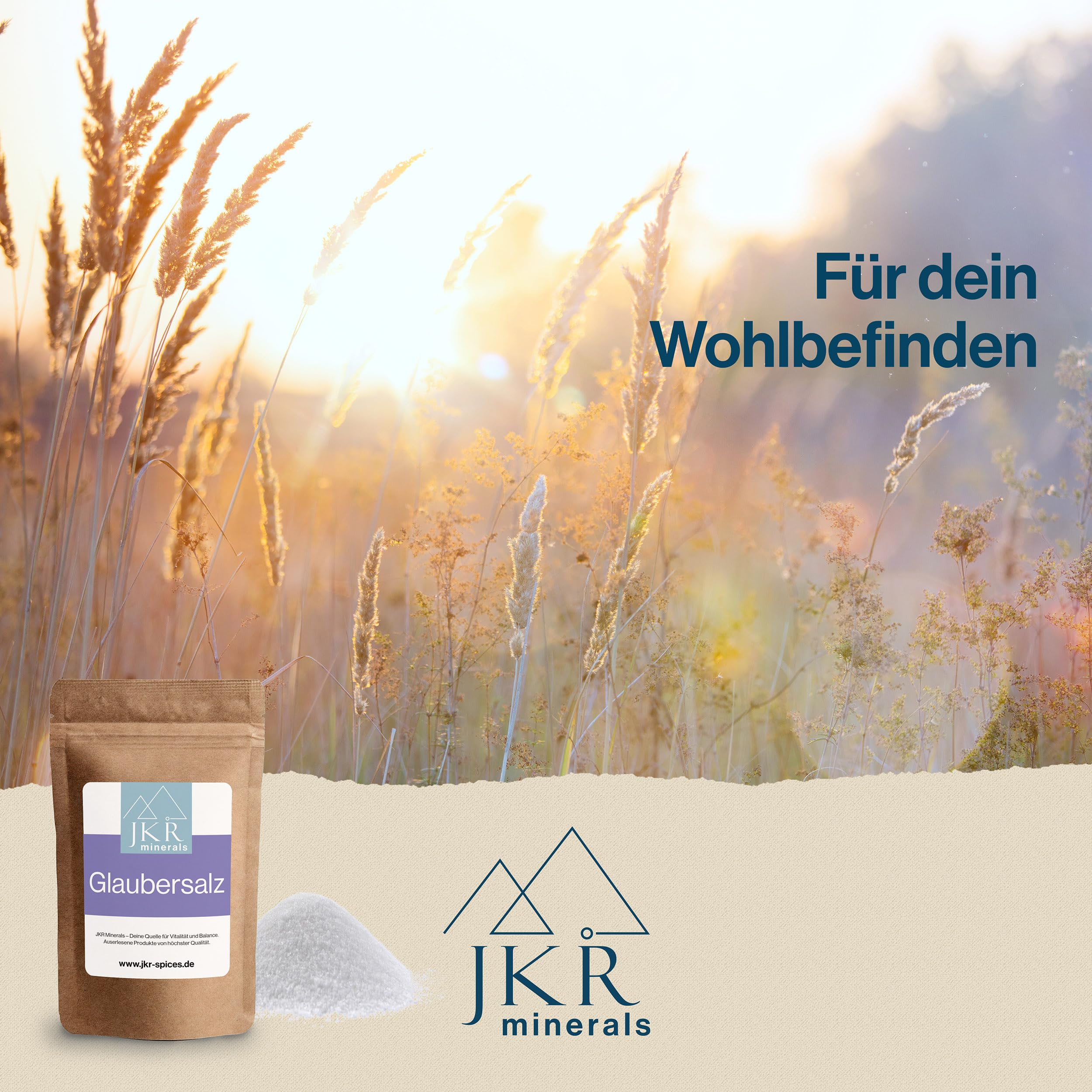 JKR Minerals Sal de Glauber 900g, sal de Glauber de calidad alimentaria, sulfato de sodio grado alimenticio, Na₂SO₄ en bolsa neutra en CO₂ y resellable