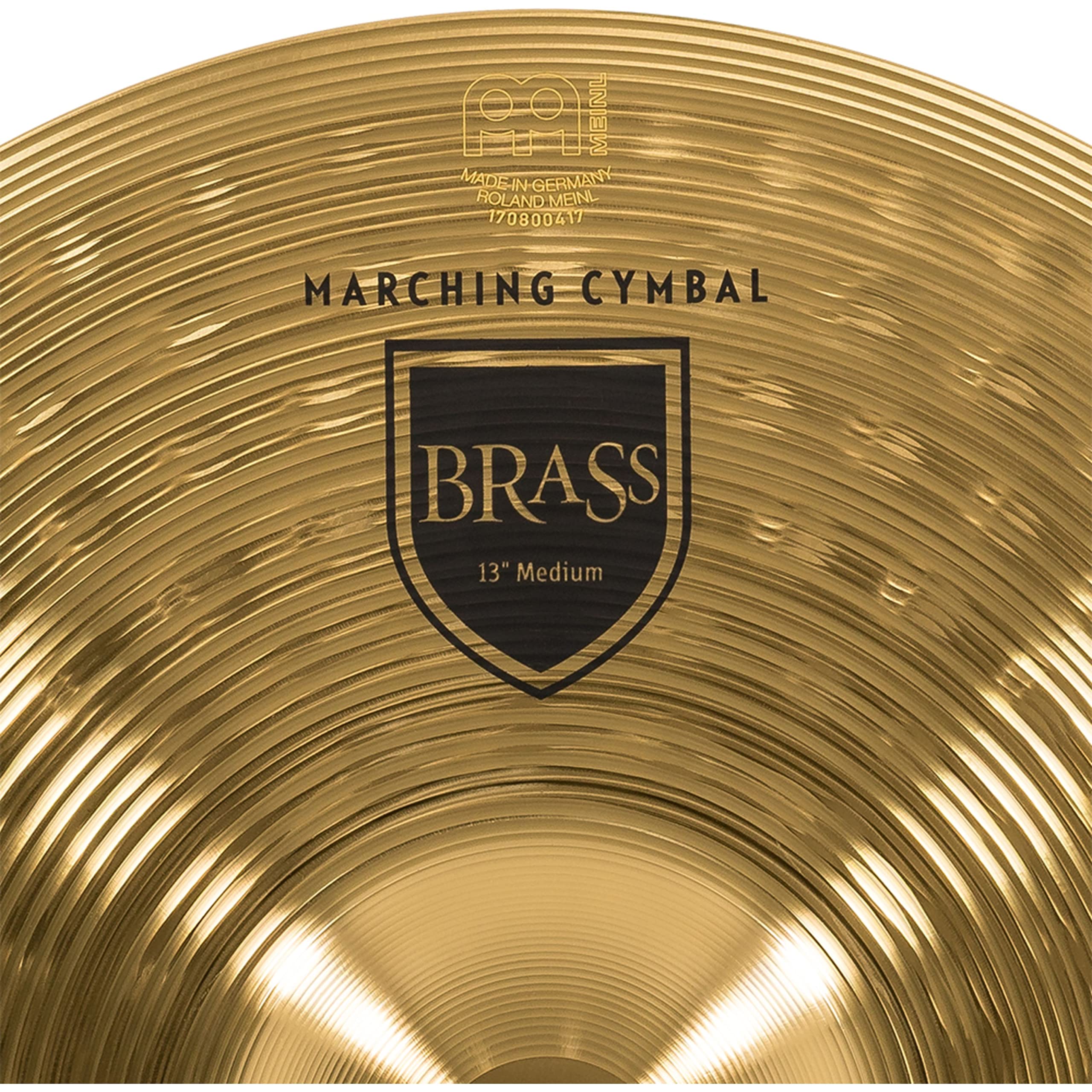 Meinl Cymbals MA-BR-13M Messing-Marschbecken im Paar inklusive Lederriemen und Pads 33 cm (13 Zoll)