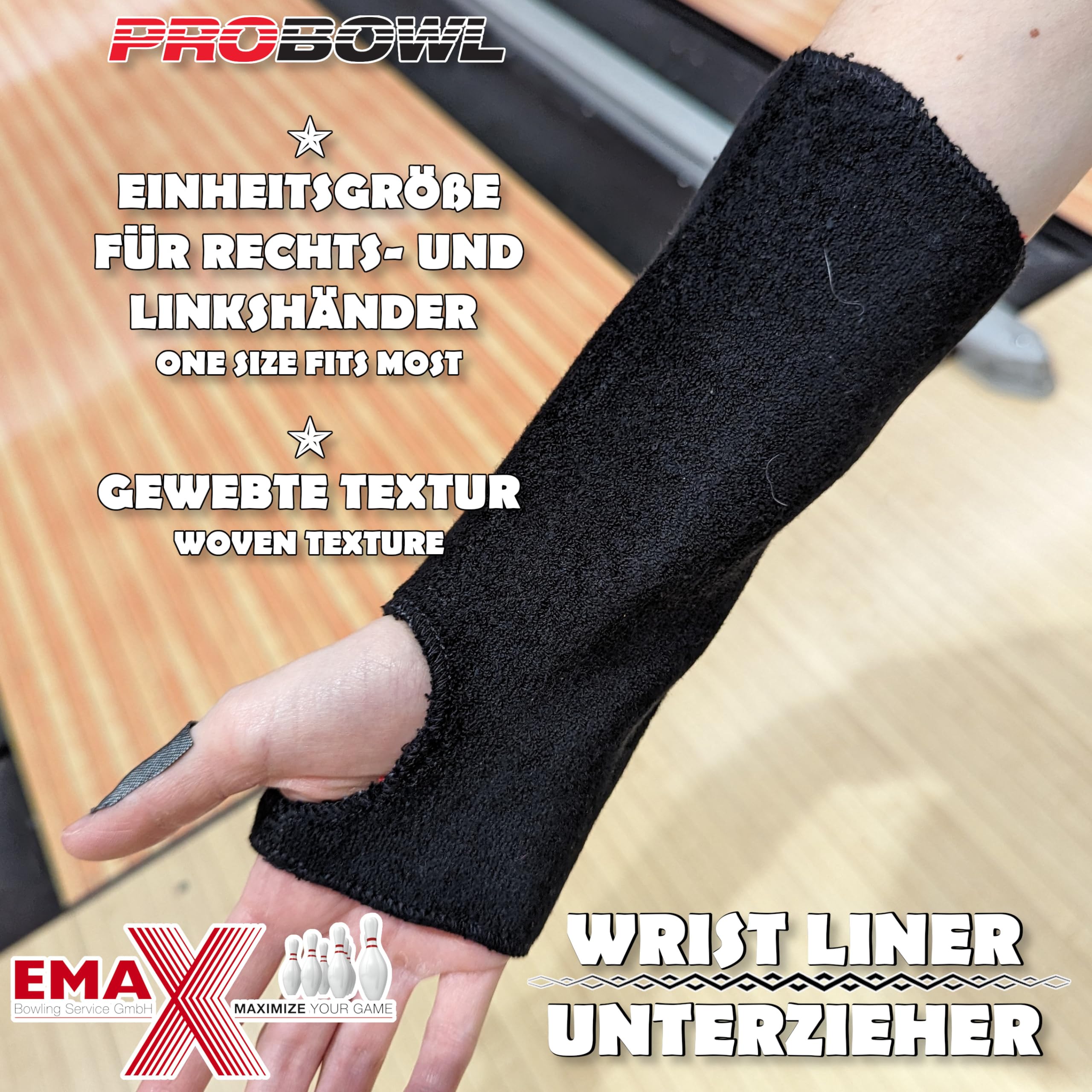 EMAX | Pro Bowl – Wrist Liner – Parte inferior para apoyo de muñeca de bolos | Guante inferior | Protector de muñeca | Accesorios para bolos