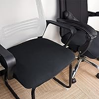 Vista 7 de Thyores 2 Pcs Office Computer Chair Seat Covers, Removable Washable Anti-dust Desk Chair Seat Slipcovers Protectors - Black