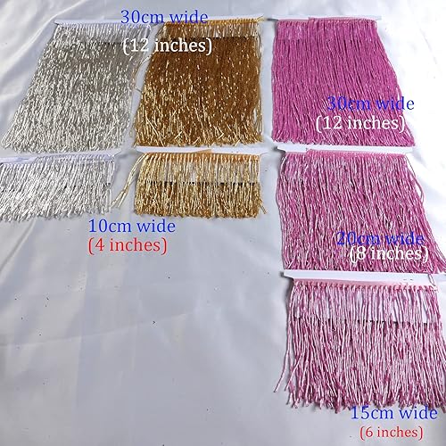 Miniatura 6 de Labellezalady Cinta de vidrio con cuentas de champán plateado, dorado, rojo, verde, de 46812 pulgadas de ancho, ribete de flecos, 1 yarda de largo