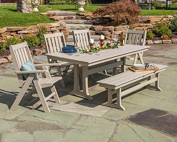 POLYWOOD Farmhouse Backless 65 inch Outdoor Patio Dining Bench, All-Weather Waterproof Resin Garden Furniture, Black