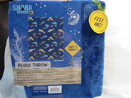 Jay Franco & Sons Shark Week - Manta de felpa (45 x 55 pulgadas)