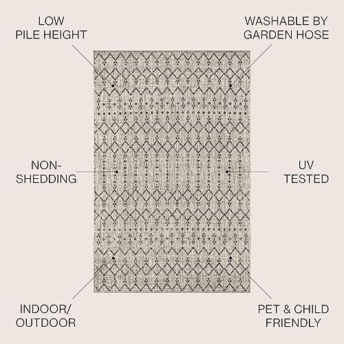 Miniatura 9 de Eyely BMS108N-4 - Alfombra marroquí con textura geométrica para interiores y exteriores, rústica, dormitorio, cocina, patio trasero, patio, fácil de
