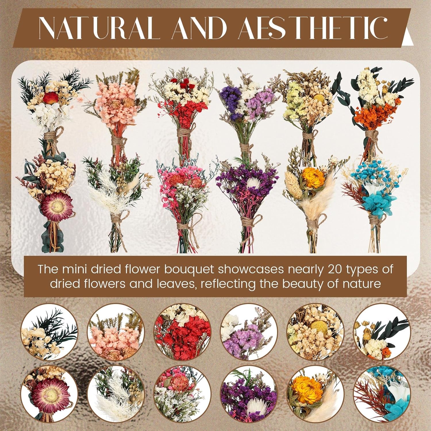 Layhit 12 Pack Boho Dried Flower Bouquet Mini Wedding Handmade Dry Flowers Decor for Vase Crafts DIY Photo Boutonniere for Men Floral Plant for Bridesmaid Gift Birthday Decor(Colorful)