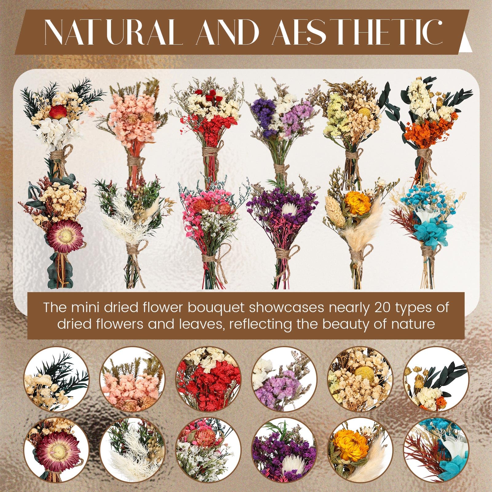 Layhit Boho-Trockenblumenstrauß, Mini-Hochzeit, handgefertigt, Trockenblumen, Dekoration für Vasen, Basteln, Foto-Boutonniere für Männer, Blumenpflanze für Brautjungfer, Geschenk