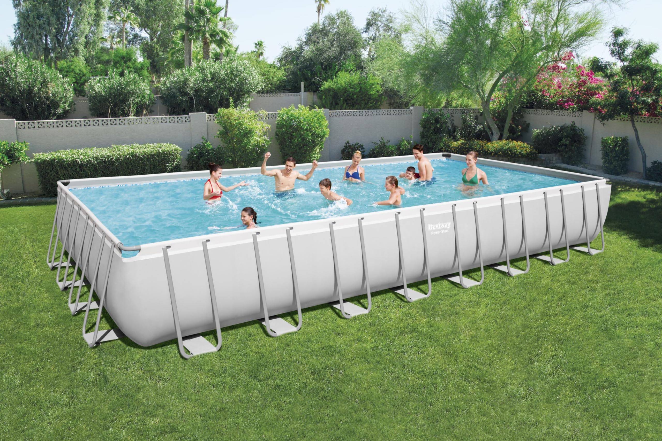 Bestway Power Steel Rectangular Pools, Grey