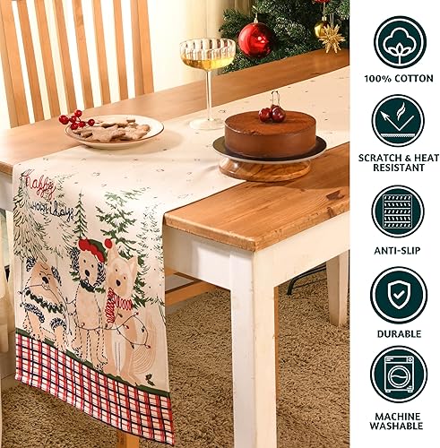 Miniatura 2 de Folkulture Camino de mesa de Navidad de 90 pulgadas de largo para decoración de Navidad de interior para el hogar, camino bohemio 100% algodón para