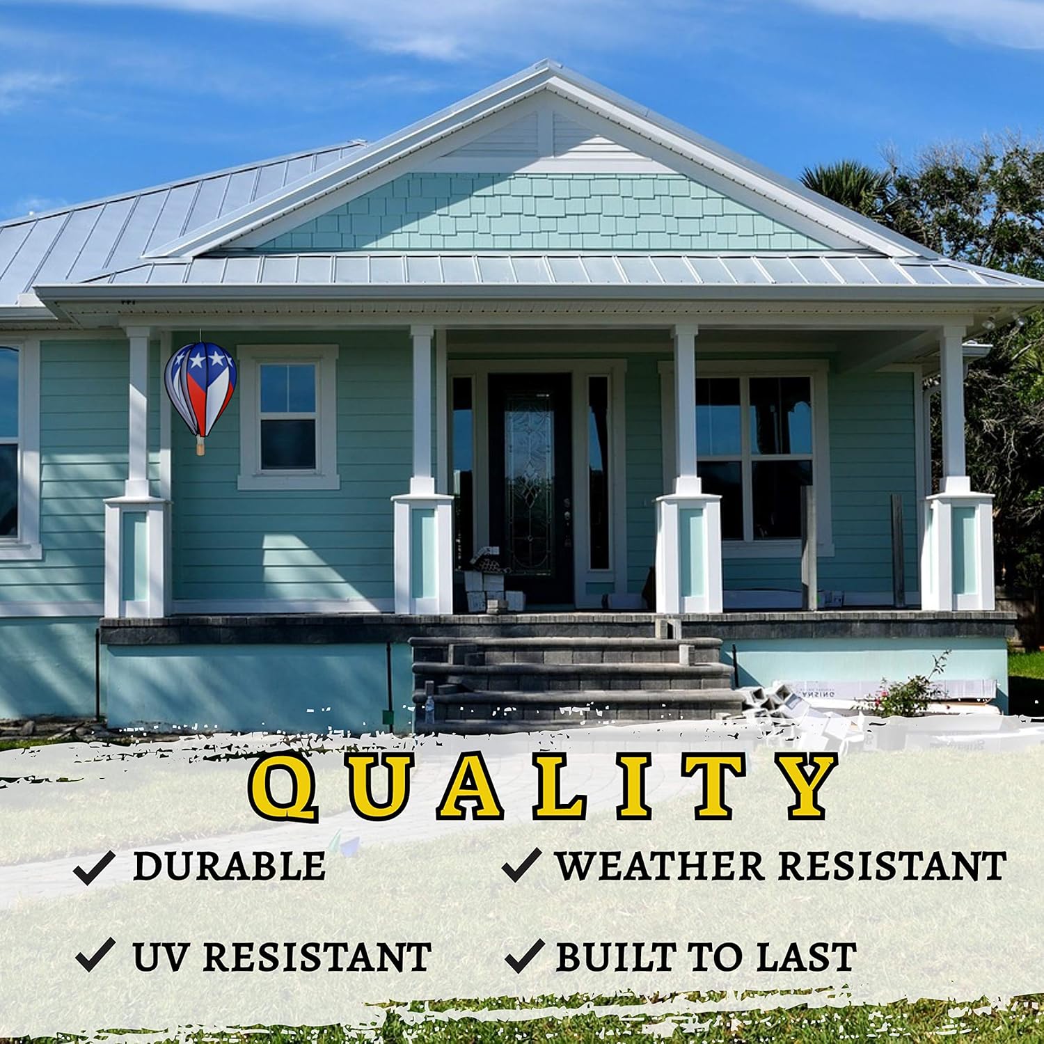 Hot Air Balloon Wind Spinner | 26 inch 10 Panel Hanging Spinning Balloon Decoration | Quality Large Wind Spinner for Yard and Garden | Patriotic Balloon Hot Air Balloon Wind Spinner | 26 inch 10 Panel Hanging Spinning Balloon Decoration | Quality Large Wind Spinner for Yard and Garden | Patriotic Balloon