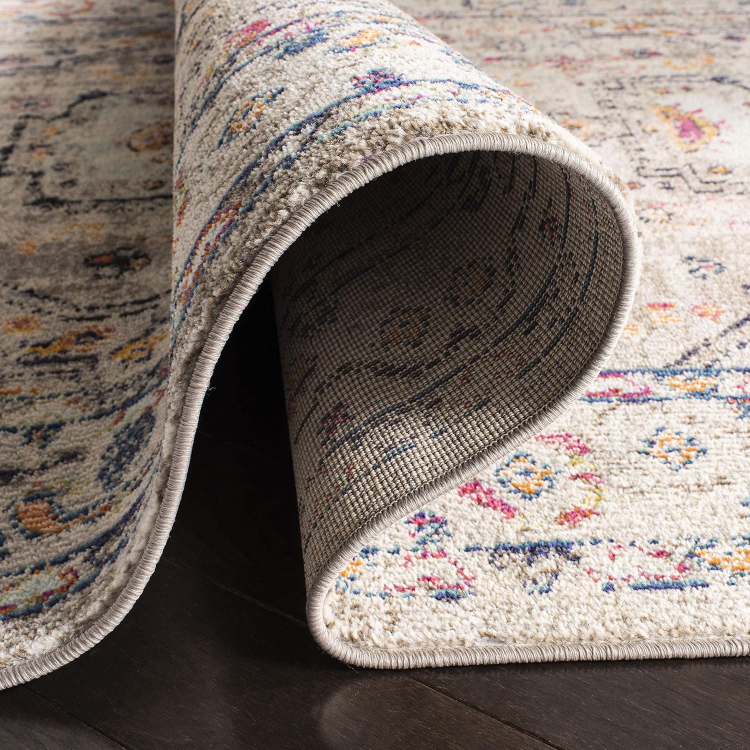 SAFAVIEH Madison Collection Accent Rug - 2'2" x 4', Grey & Blue, Medallion Distressed Design, Non-Shedding & Easy Care, Ideal for High Traffic Areas in Entryway, Living Room, Bedroom (MAD468F)