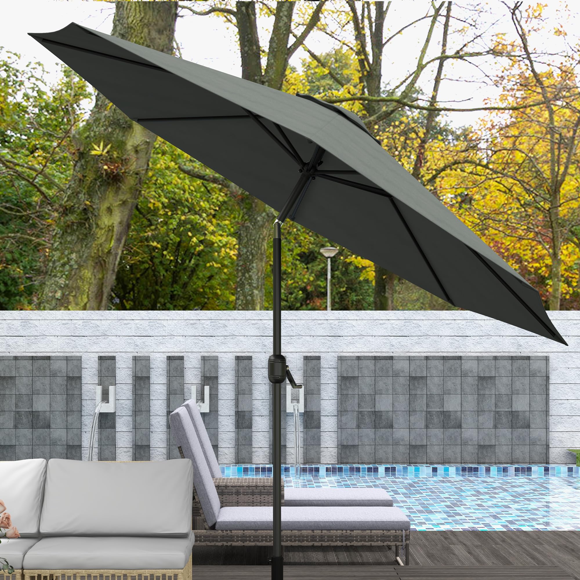 Outsunny Ombrellone da Esterni Inclinabile a 8 Stecche con Manovella, Ombrellone da Giardino in Metallo e Poliestere, Ø295x250 cm