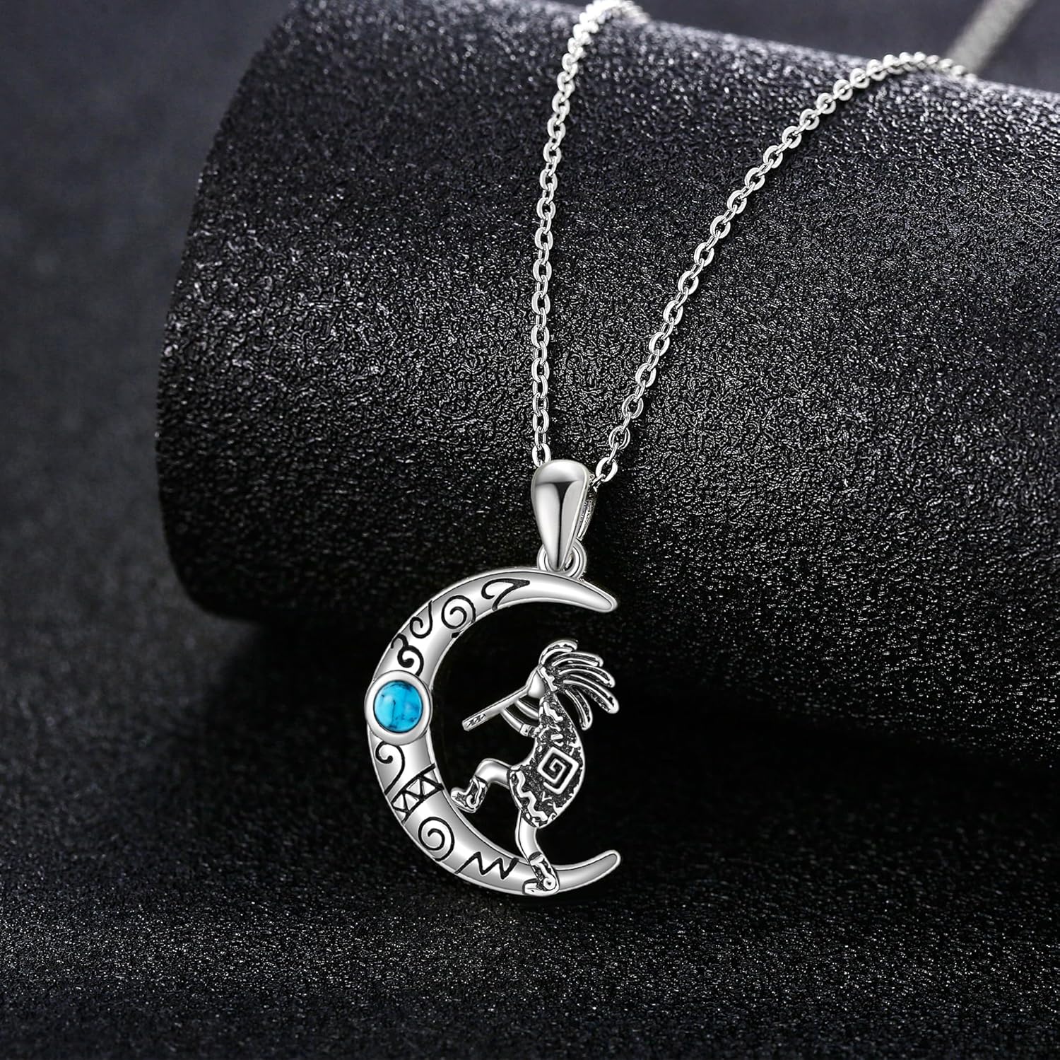 Turquoise Western Necklace Sterling Silver Moon Kokopelli/Cow Skull/Zia Sun/Mountains Pendant Necklace Turquoise Jewelry for Women Hikers Campers - Image 3