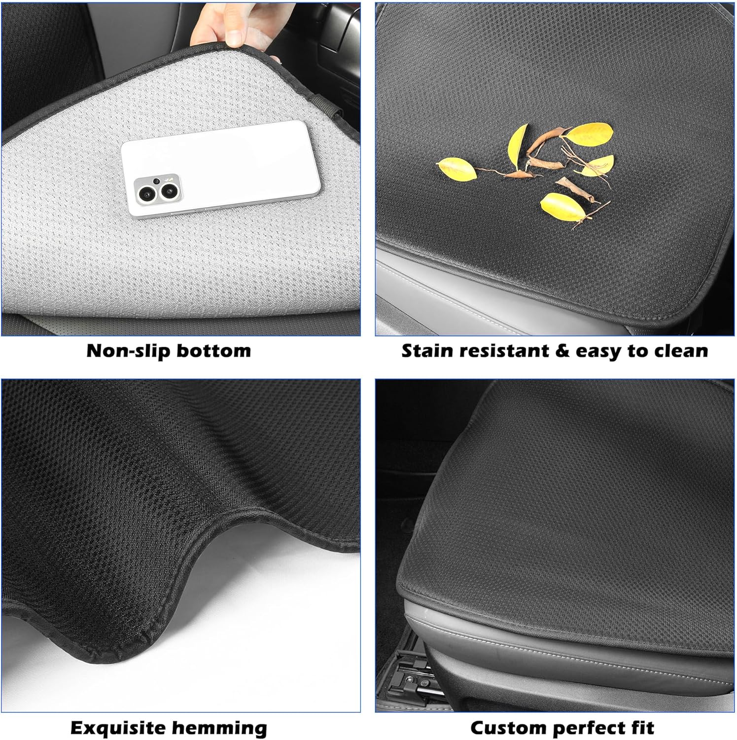 TOPABYTE Rear Seat Covers for Toyota RAV4 2019-2026 LE, XLE, XLE Premium, Limited Breathable Bottom Car Seat Cushion Four Seasons Universal Protector Pad Mat Accessories (3pcs/Black Ice Silk)