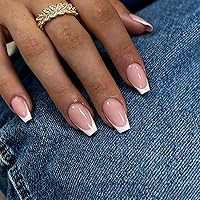 Vista 16 de Uñas postizas a presión con punta francesa negra, uñas cortas de almendra, uñas con pegamento para mujer, uñas acrílicas francesas de gel, uñas