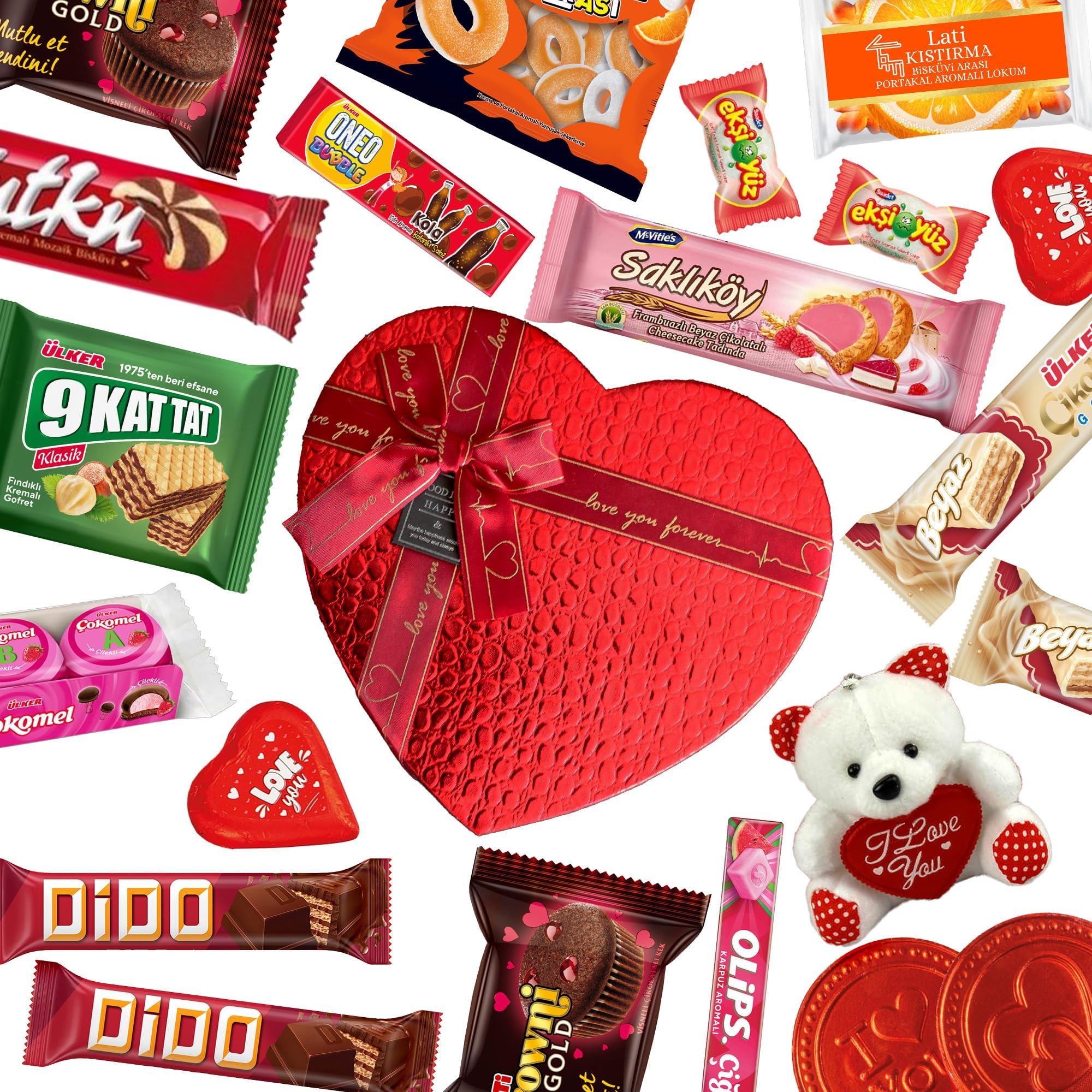 Heart Shaped Snack Box for Mothers Day 20 Pcs, Exotic International Snack Gift Box for Loved Ones