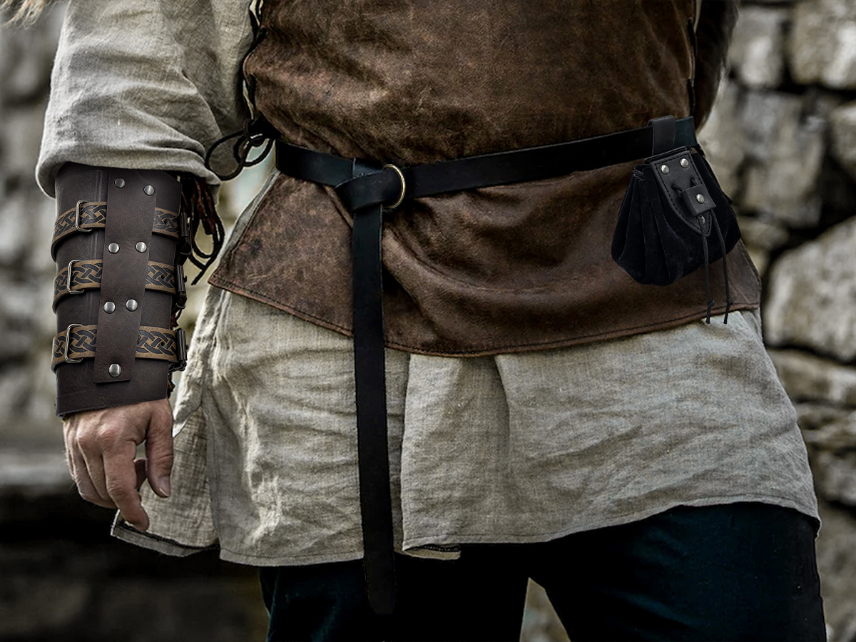 HiiFeuer Mittelalter Armschienen Kunstleder - Ritter Stulpen Für Cosplay & LARP