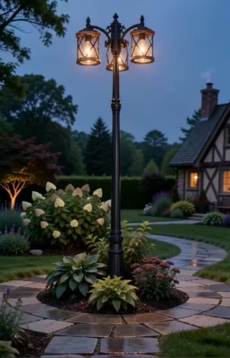 Ejerlya Dusk to Dawn Outdoor Lamp Post Lights with GFCI Outlet