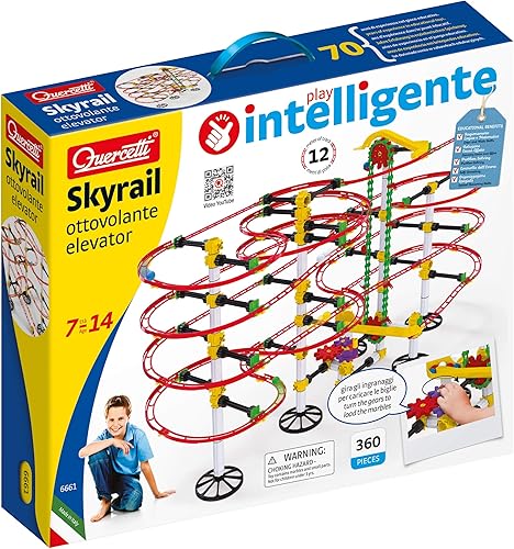 Miniatura 2 de Quercetti Sykrail Ottovolante Marble Run con ascensor – Juego grande de 360 piezas para construir pistas de más de 39 pies de longitud total –