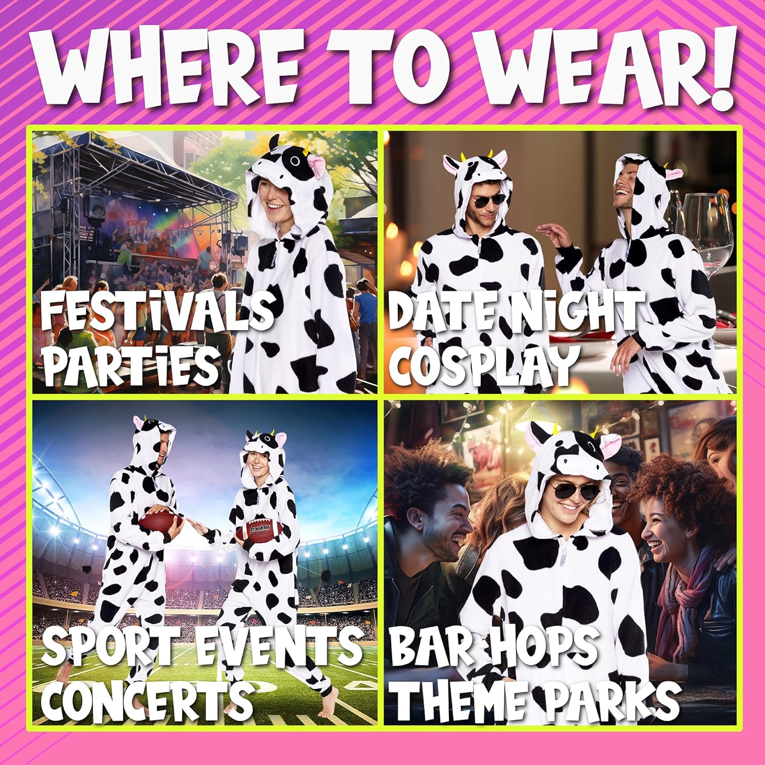 Funziez! Slim Fit Adult Onesie - Animal Costume - Plush Unisex Christmas One Piece Cosplay Suit for Women and Men - Image 5