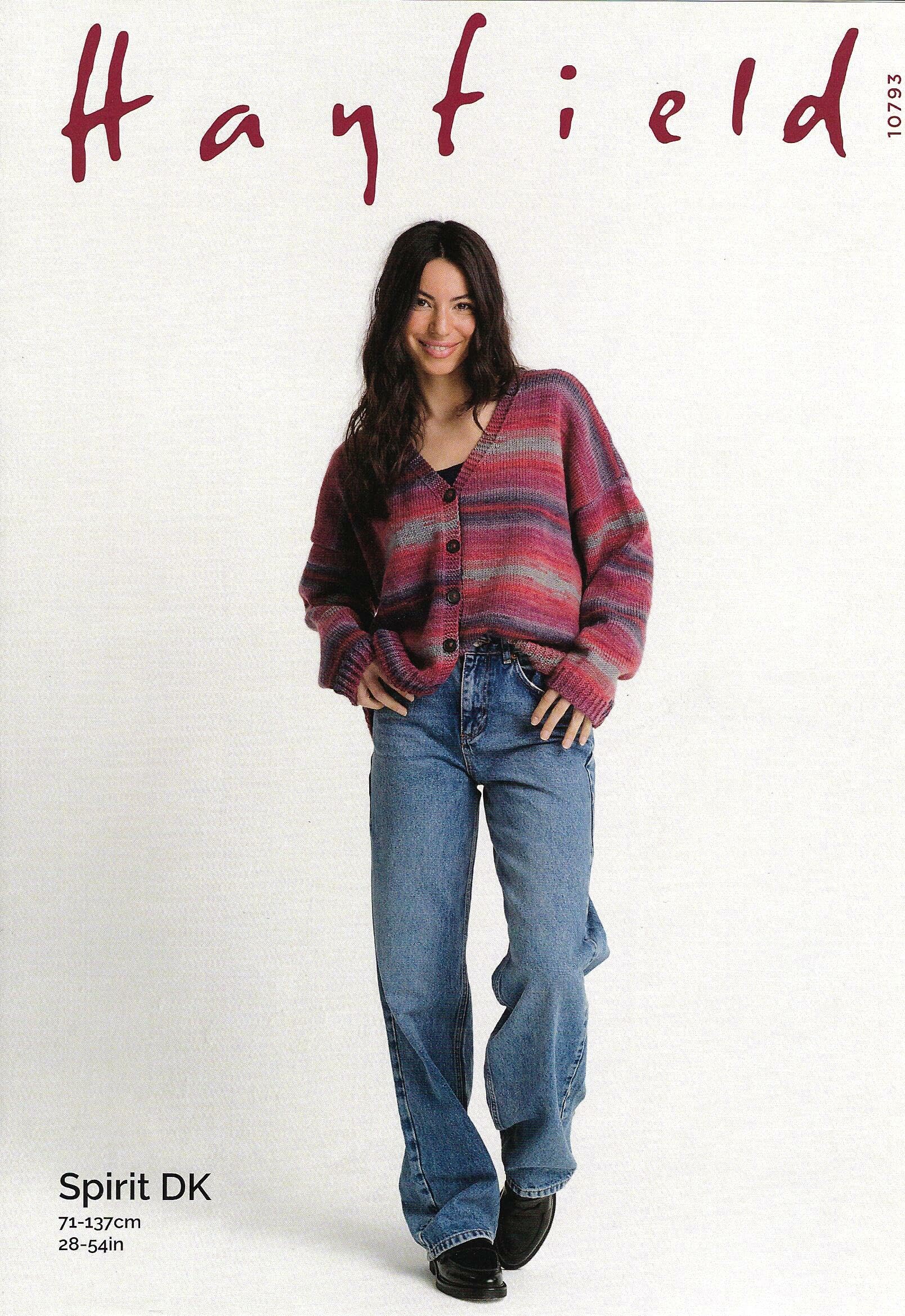 Hayfield Spirit DK V Neck Cardigan Pattern 10793