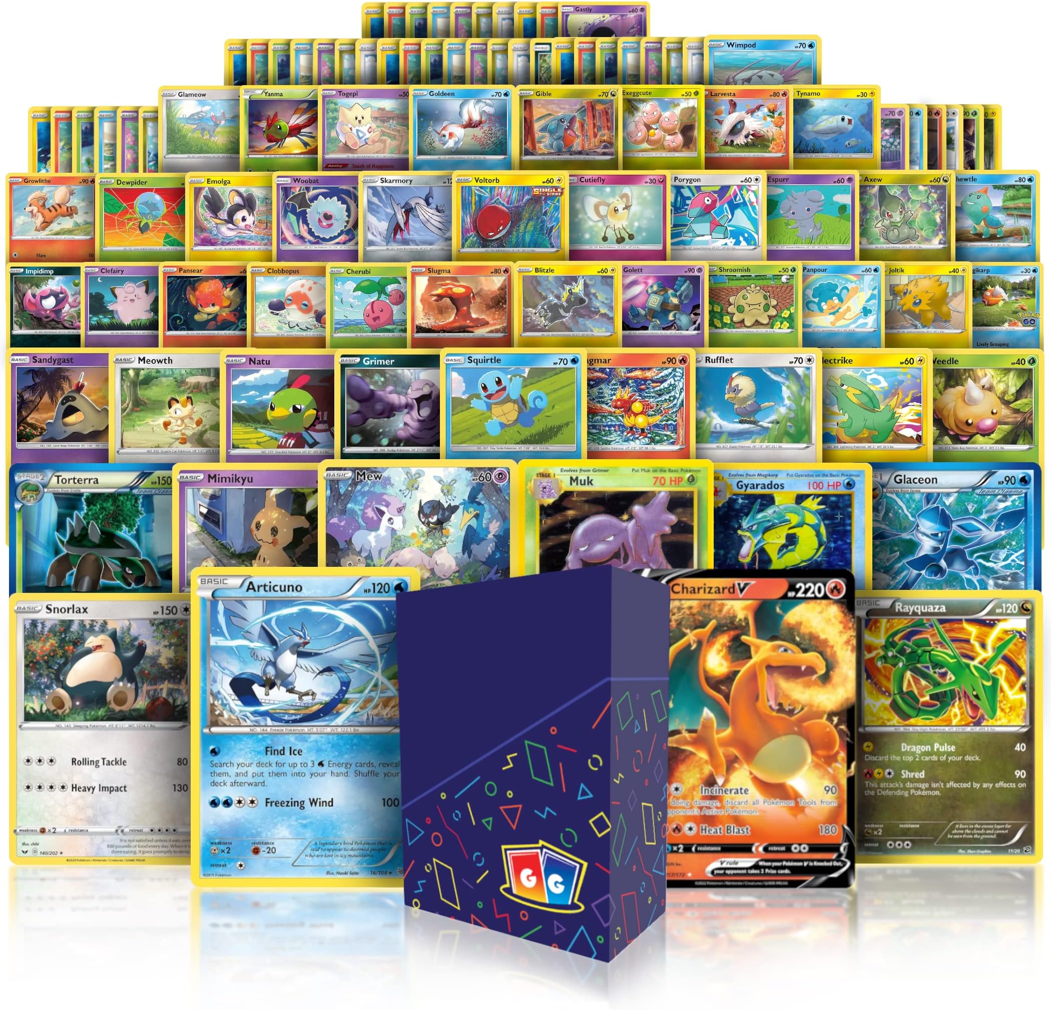 Ultra Rare Starter Bundle | 100+ Authentic Cards | 1x Ultra Rare Guaranteed | Legendary, VSTAR, VMAX, V, GX, or EX | Plus Bonus 10x Holos or Rares | GG Deck Box Compatible with Cards