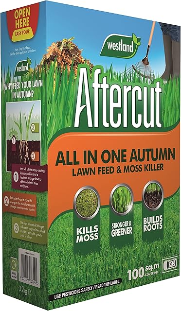 Aftercut 20400456 All In One Autumn Lawn Care (Lawn Feed and Moss killer), 100 m2, 3.5 Kg, Natural